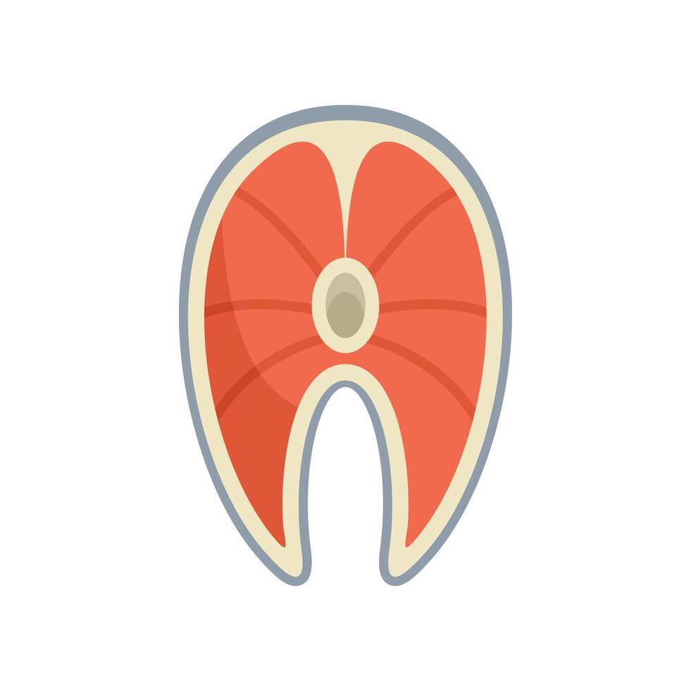Salmon steak vector icon illustrating healthy eating