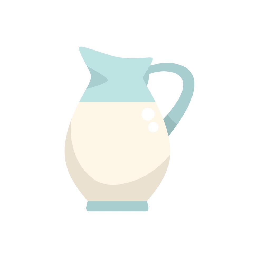 Glass pitcher containing fresh milk on white background vector