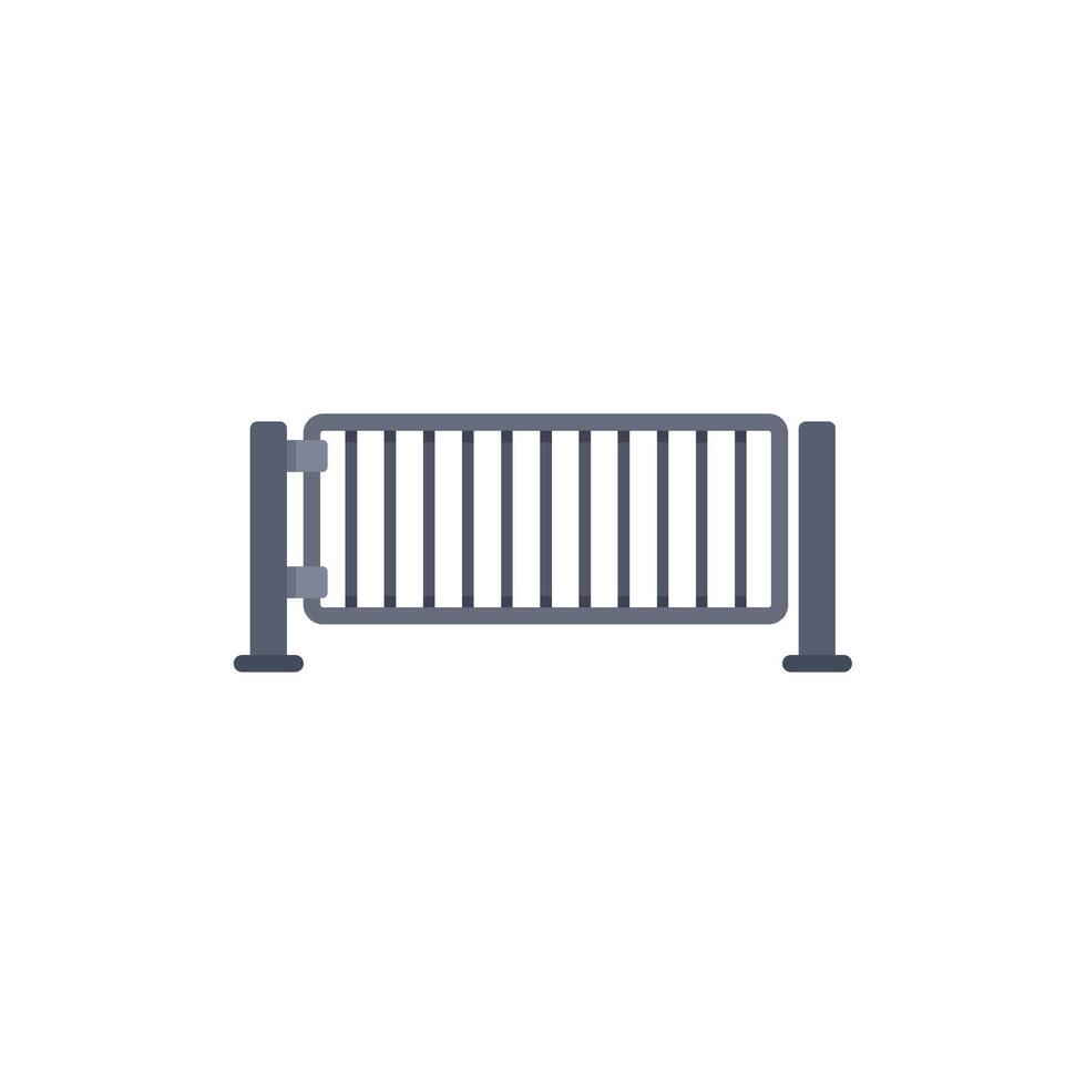 Metal barrier gate closing access to restricted area vector