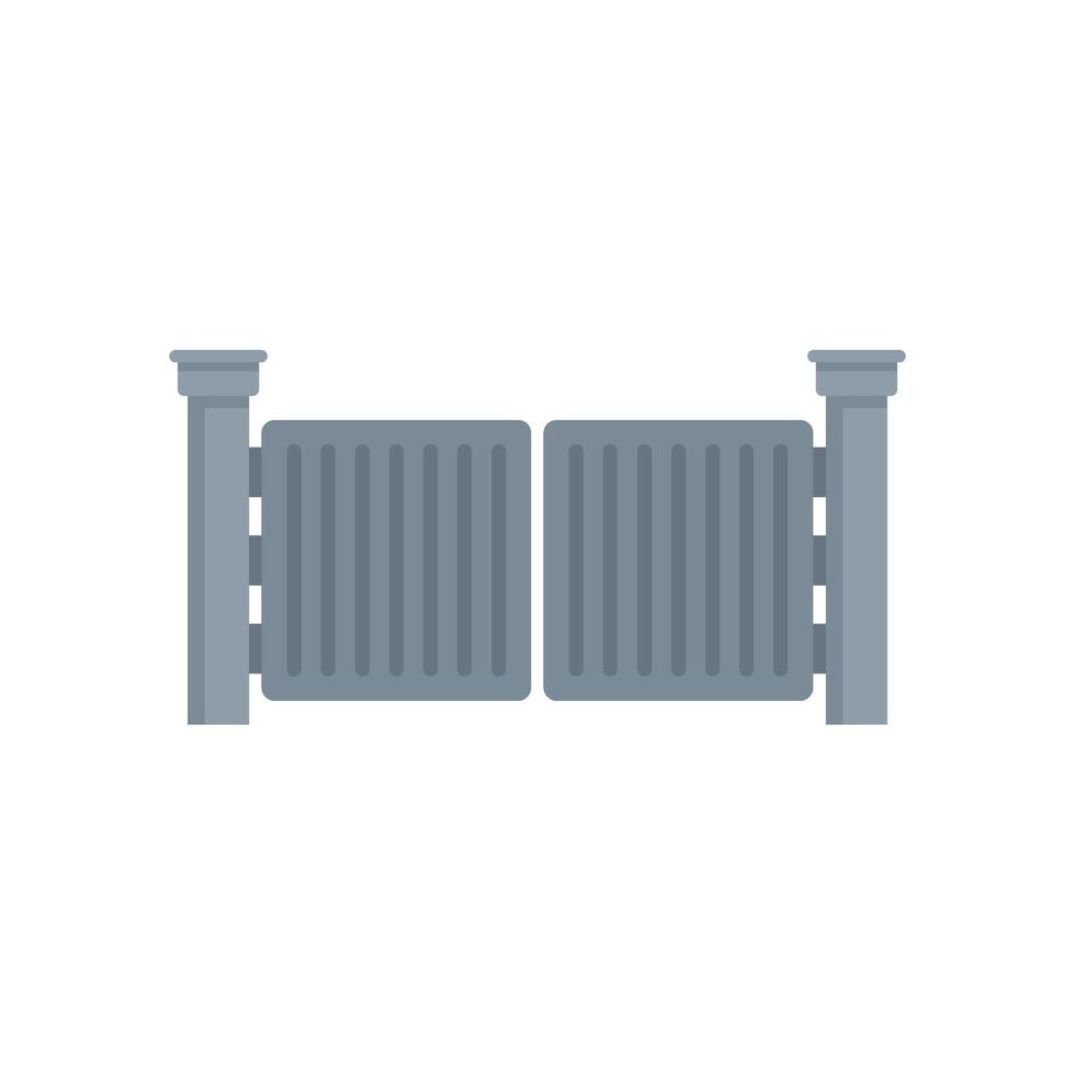 Double swinging gate protecting modern house from intruders vector