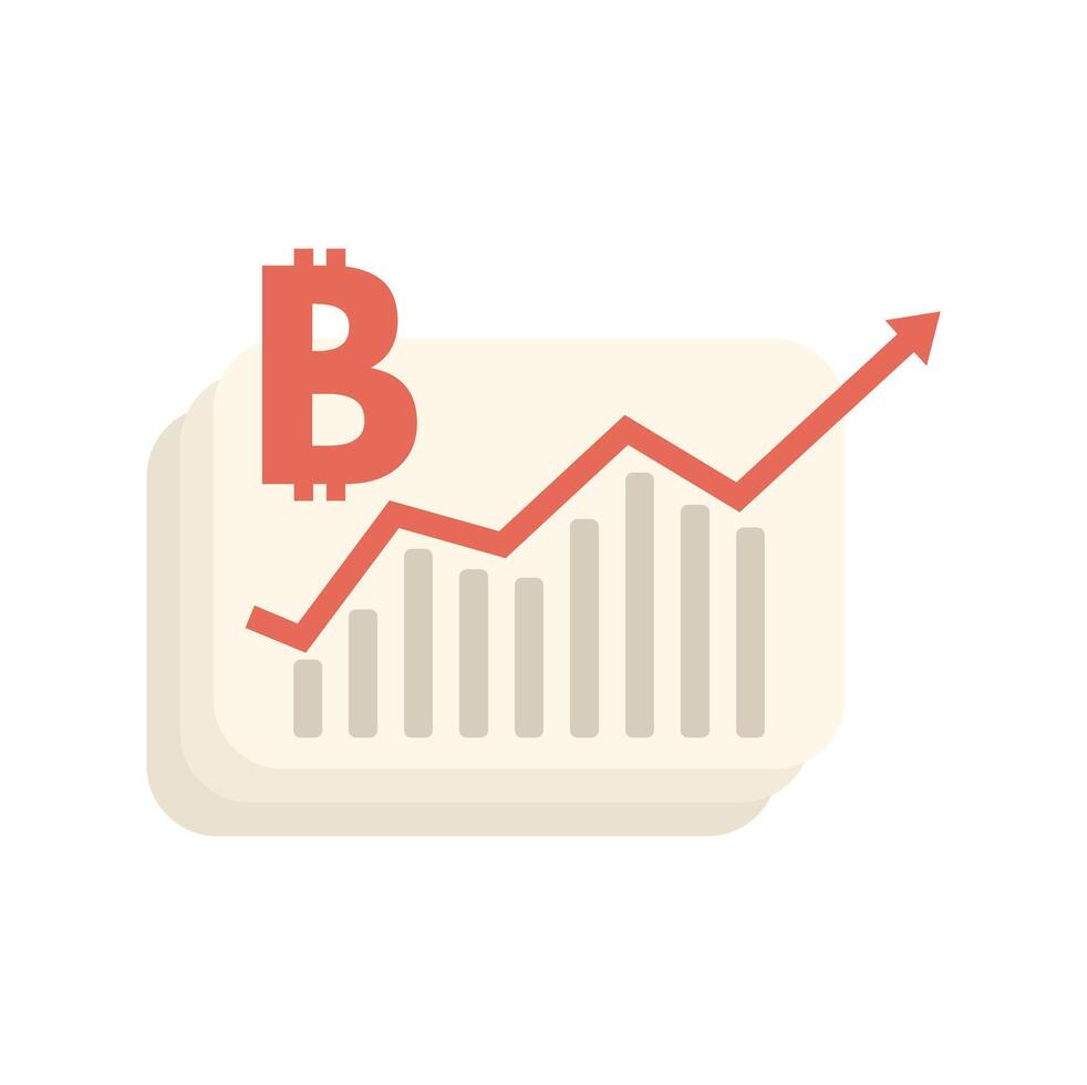 Bitcoin value increasing showing bull market on chart vector