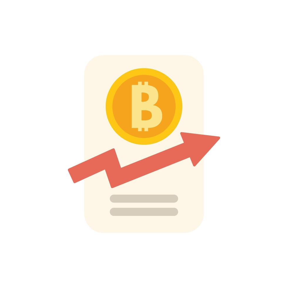 Bitcoin currency increasing in value on mobile phone app vector