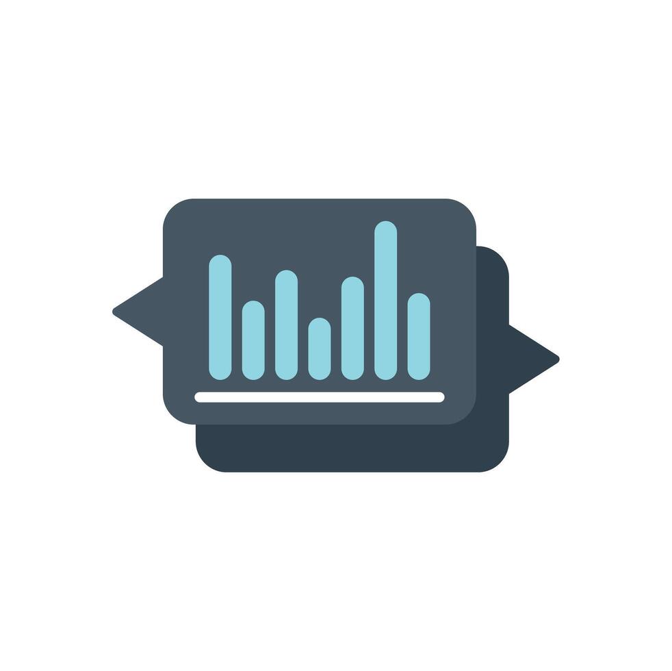 Speech bubble showing growing bar chart analytics icon vector