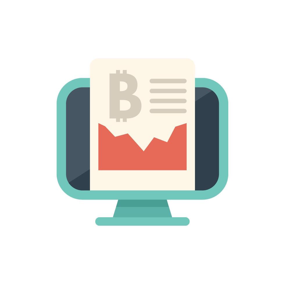 Computer showing bitcoin price chart on screen vector