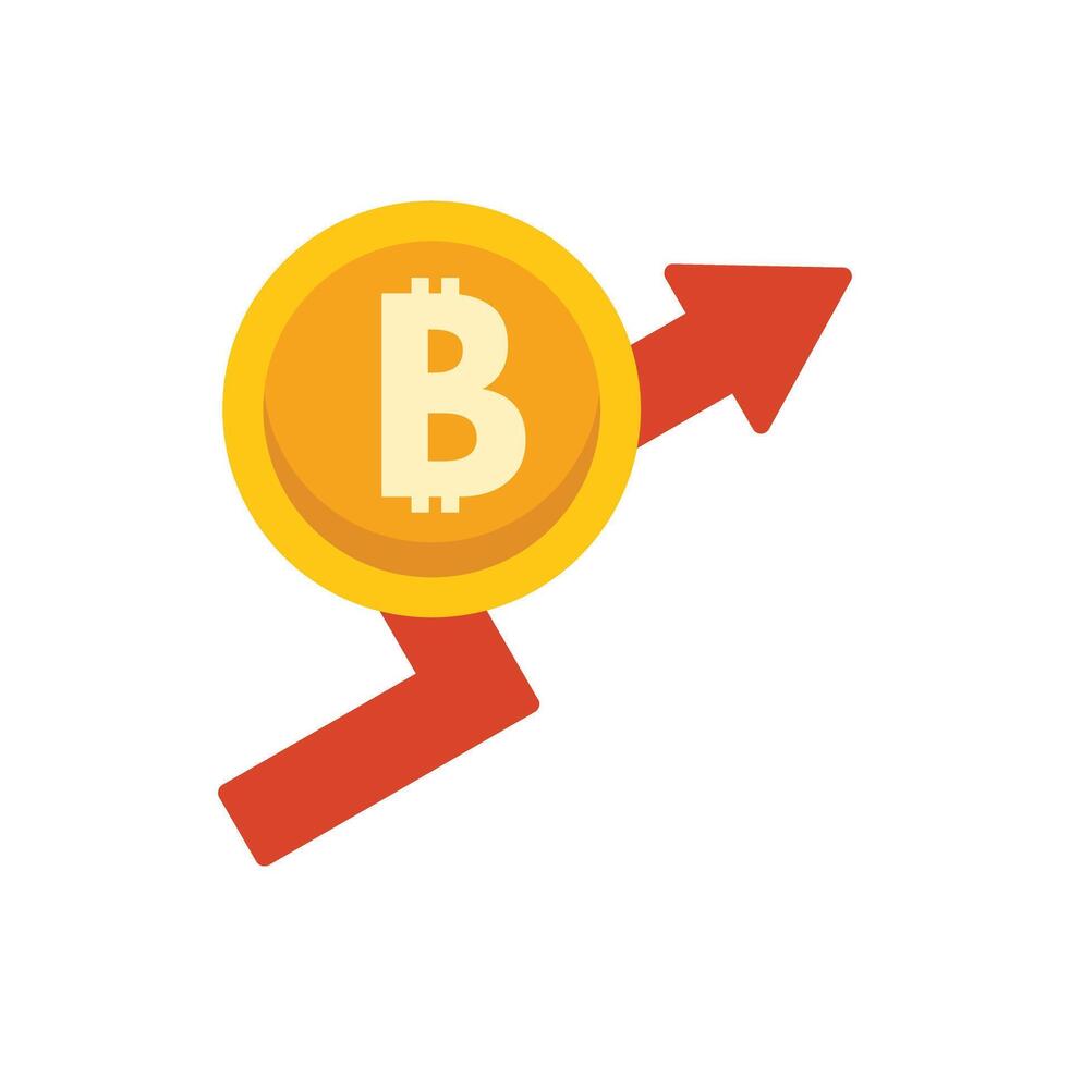 Bitcoin value increasing depicted by chart line graph vector