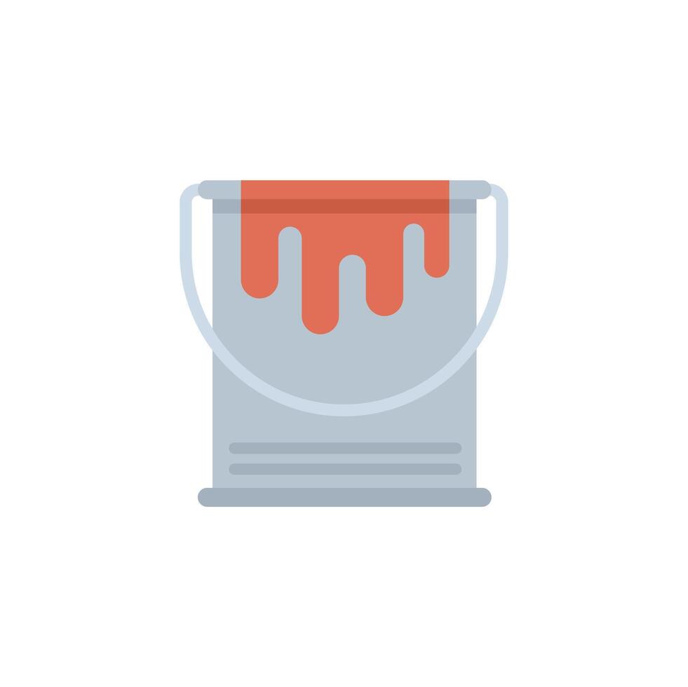 Metal bucket dripping red paint on white background vector