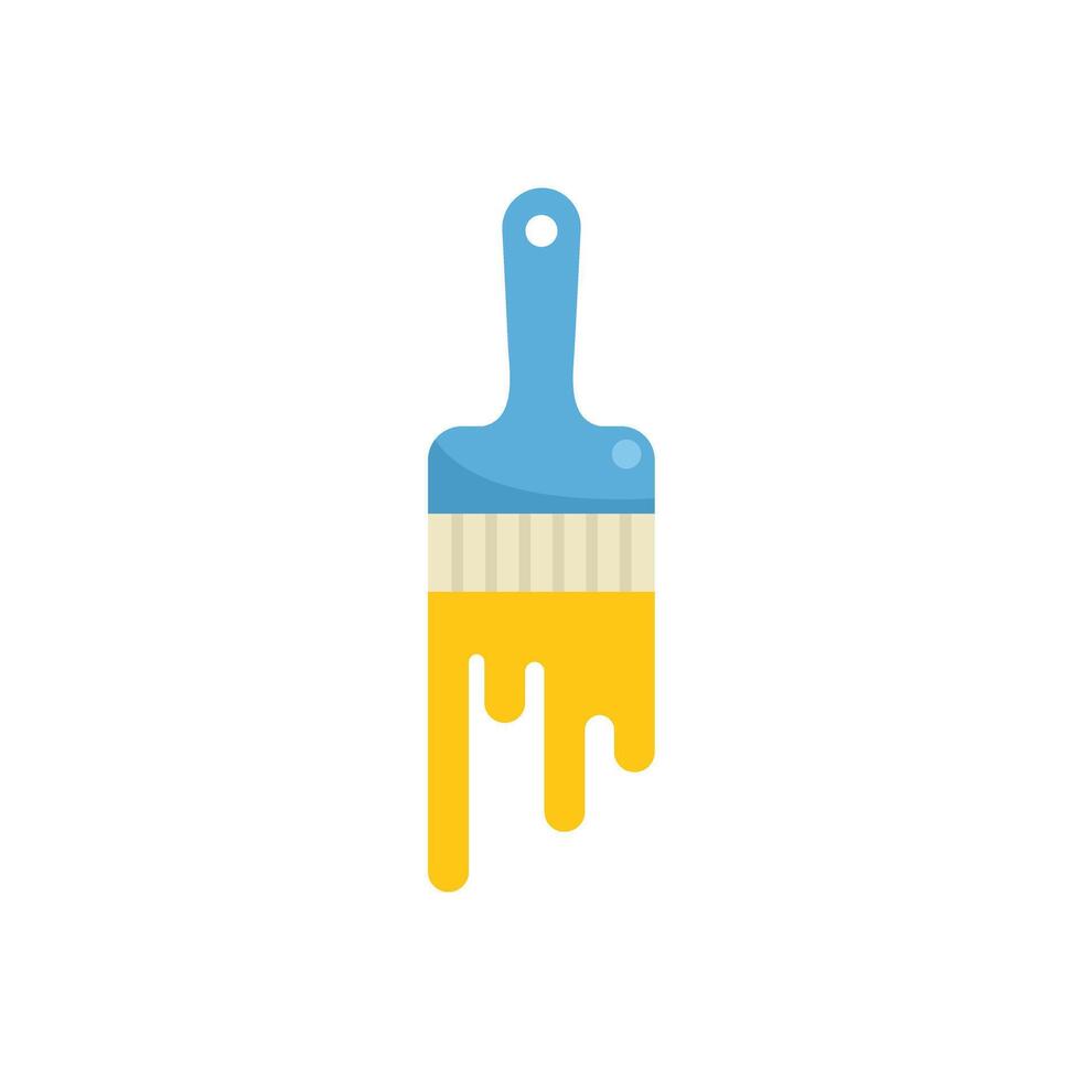 Paint brush dripping with yellow paint icon vector