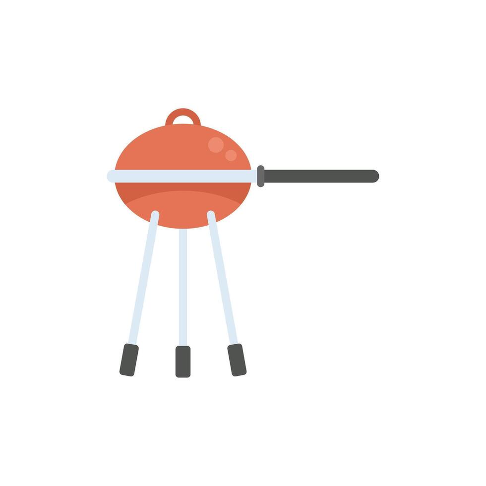 Barbecue grill standing on a tripod with closed lid vector