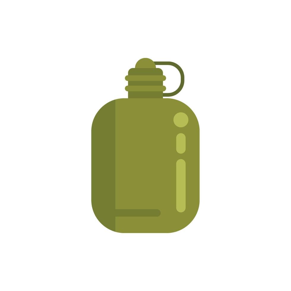 Green military water canteen flask holding liquid refreshment vector
