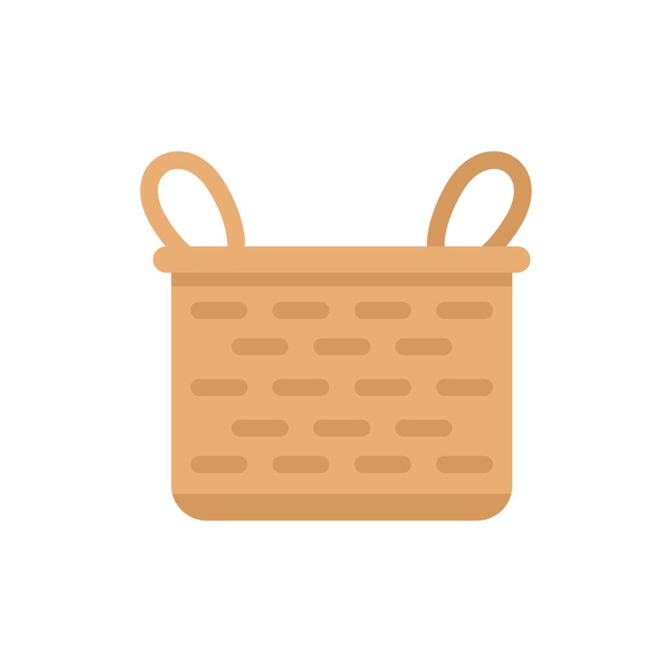 Empty wicker basket with handles standing upright vector