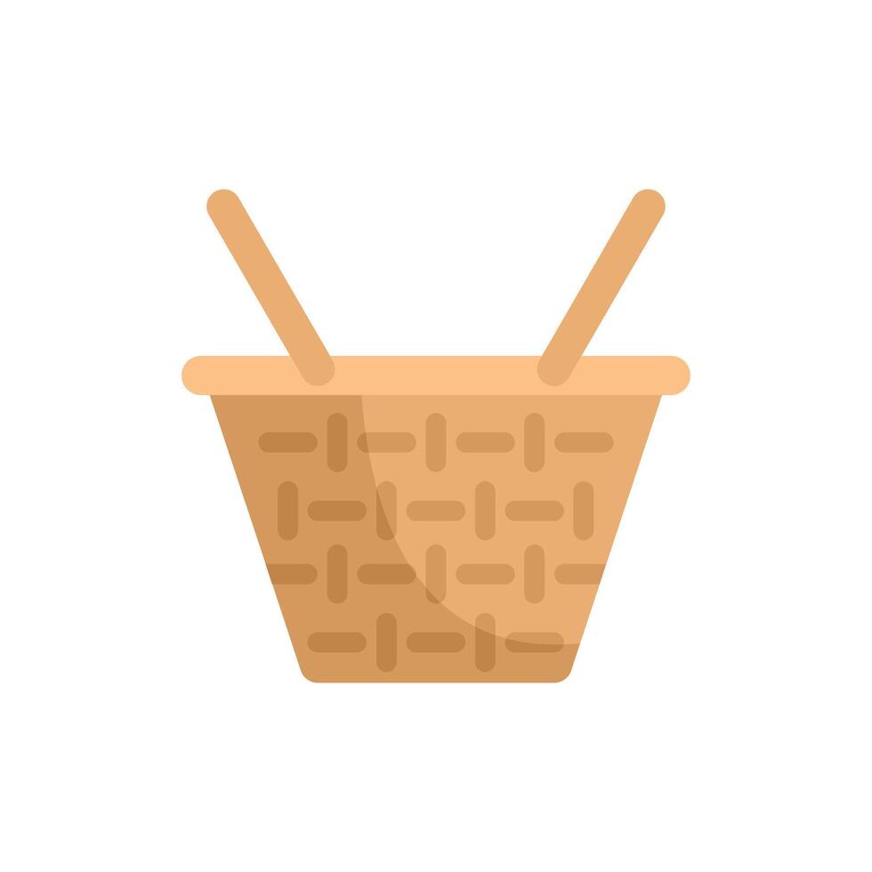 Empty wicker picnic basket with handles up representing summertime leisure vector