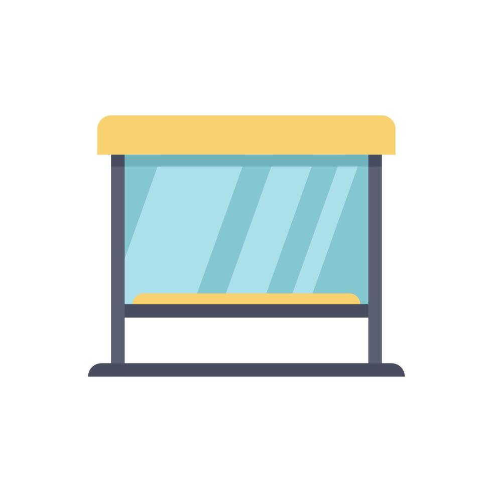 Empty bus stop with glass walls and bench on white background vector