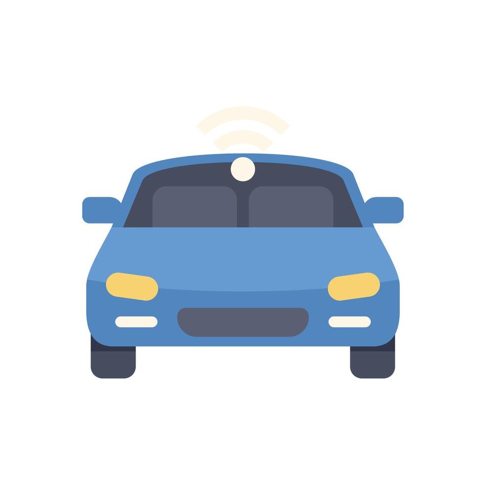 Blue driverless self driving autonomous vehicle using wireless network icon vector