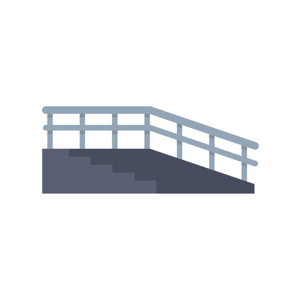 Concrete staircase with metal handrail leading upwards vector