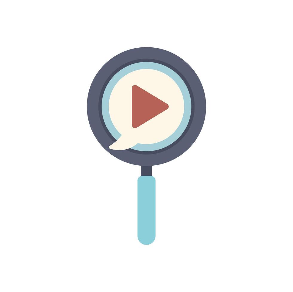 Magnifying glass focusing on video marketing strategy for online content vector