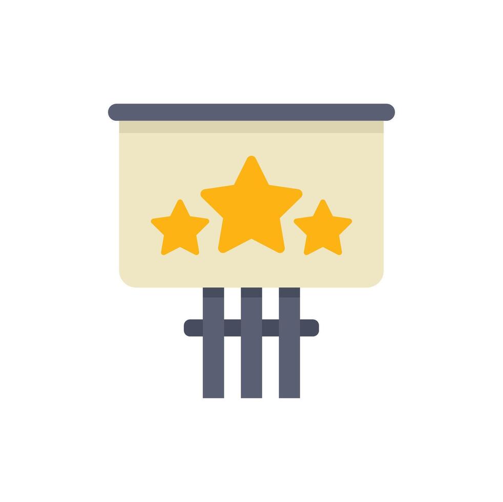 Billboard showing five star feedback rating with three golden stars vector
