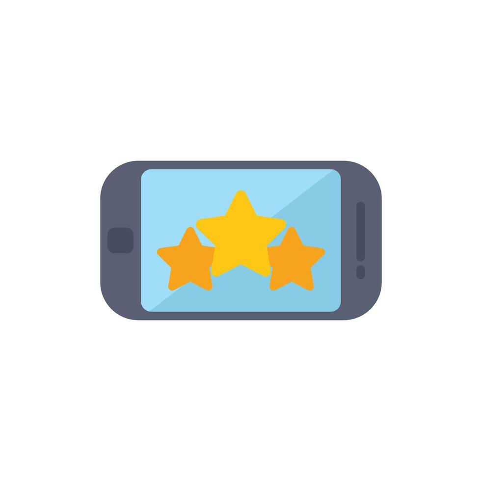 Smartphone showing three stars customer review rating vector