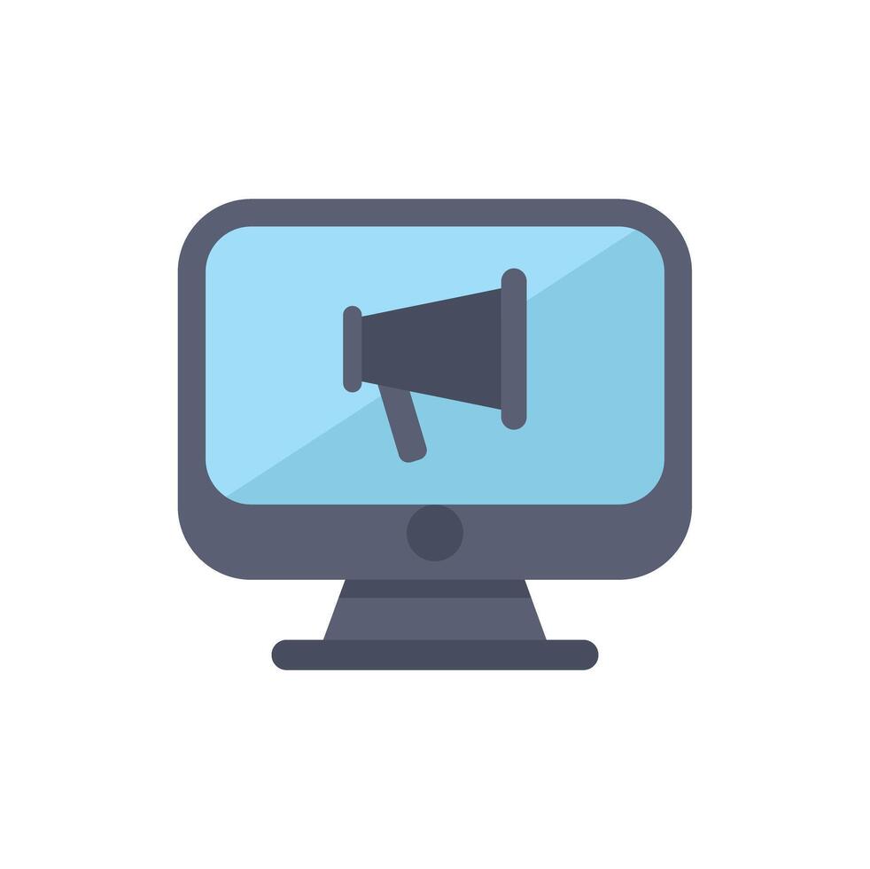 Computer showing megaphone announcing online marketing campaign vector
