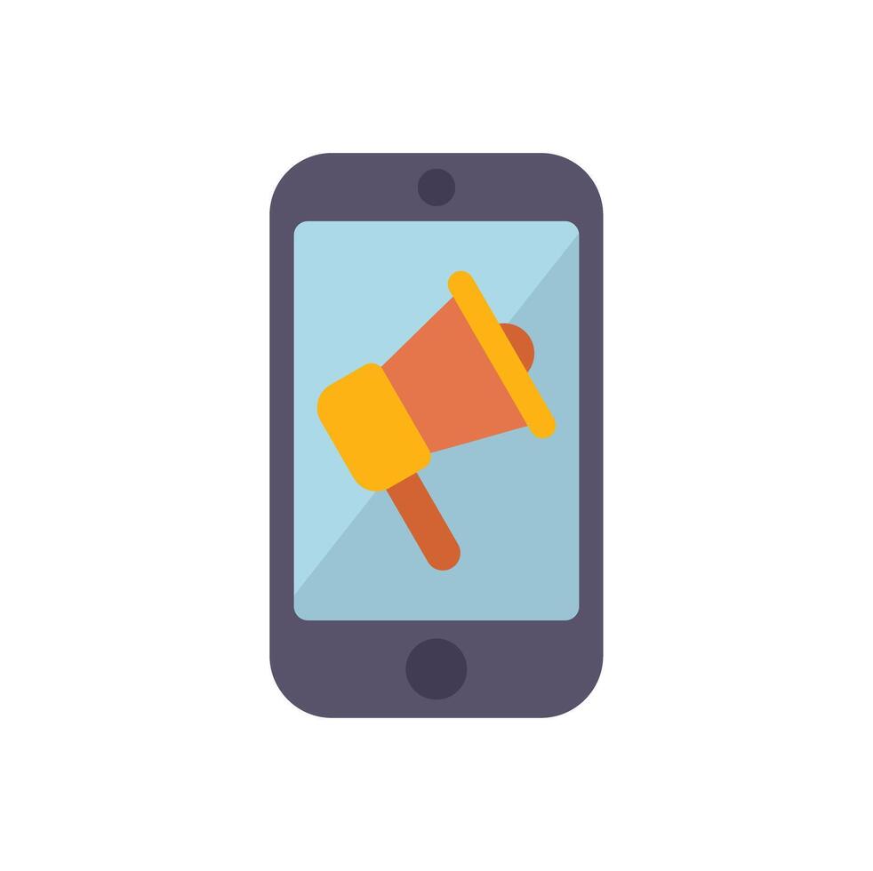 Smartphone showing megaphone announcing big news promotion vector