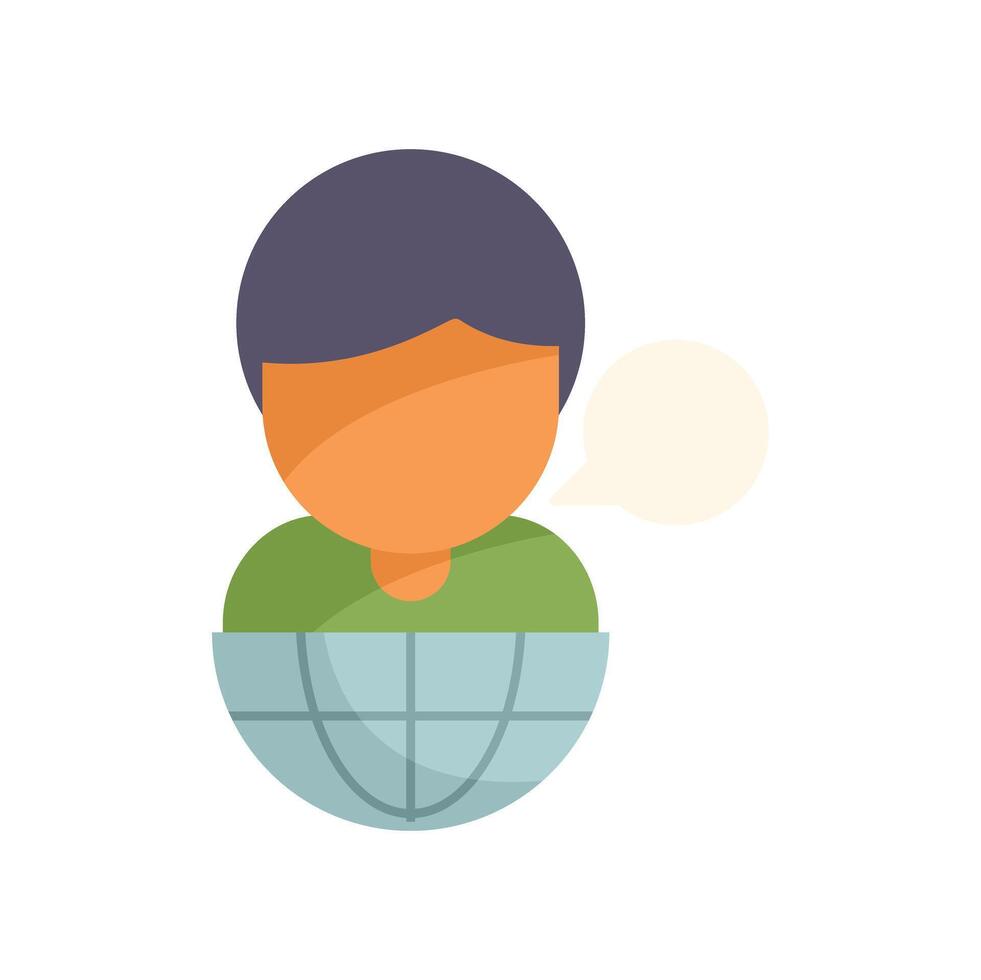 Young person speaking about global issues with speech bubble vector