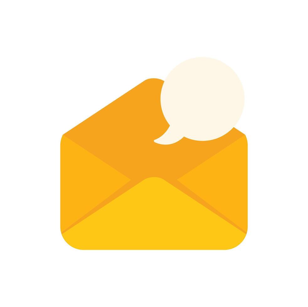 Yellow open envelope with empty speech bubble emerging from it vector