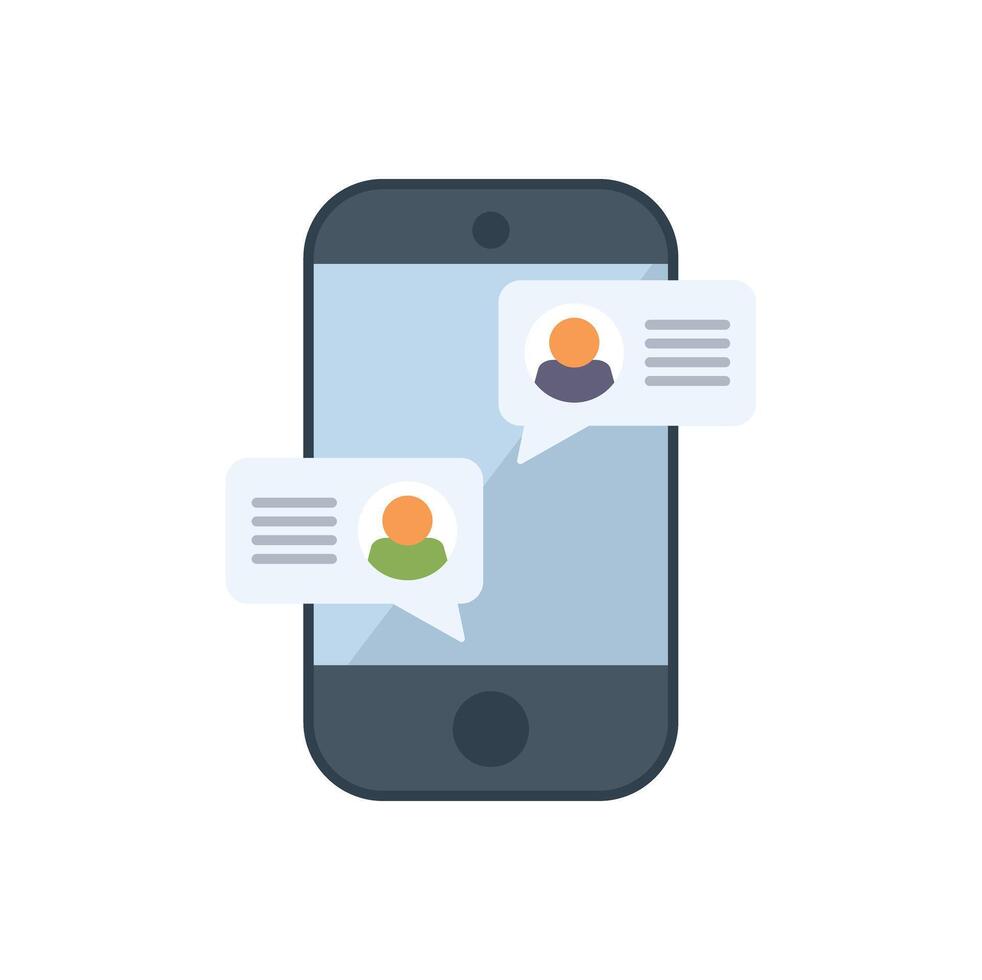 Smartphone displaying instant messaging chat bubbles exchanging messages vector