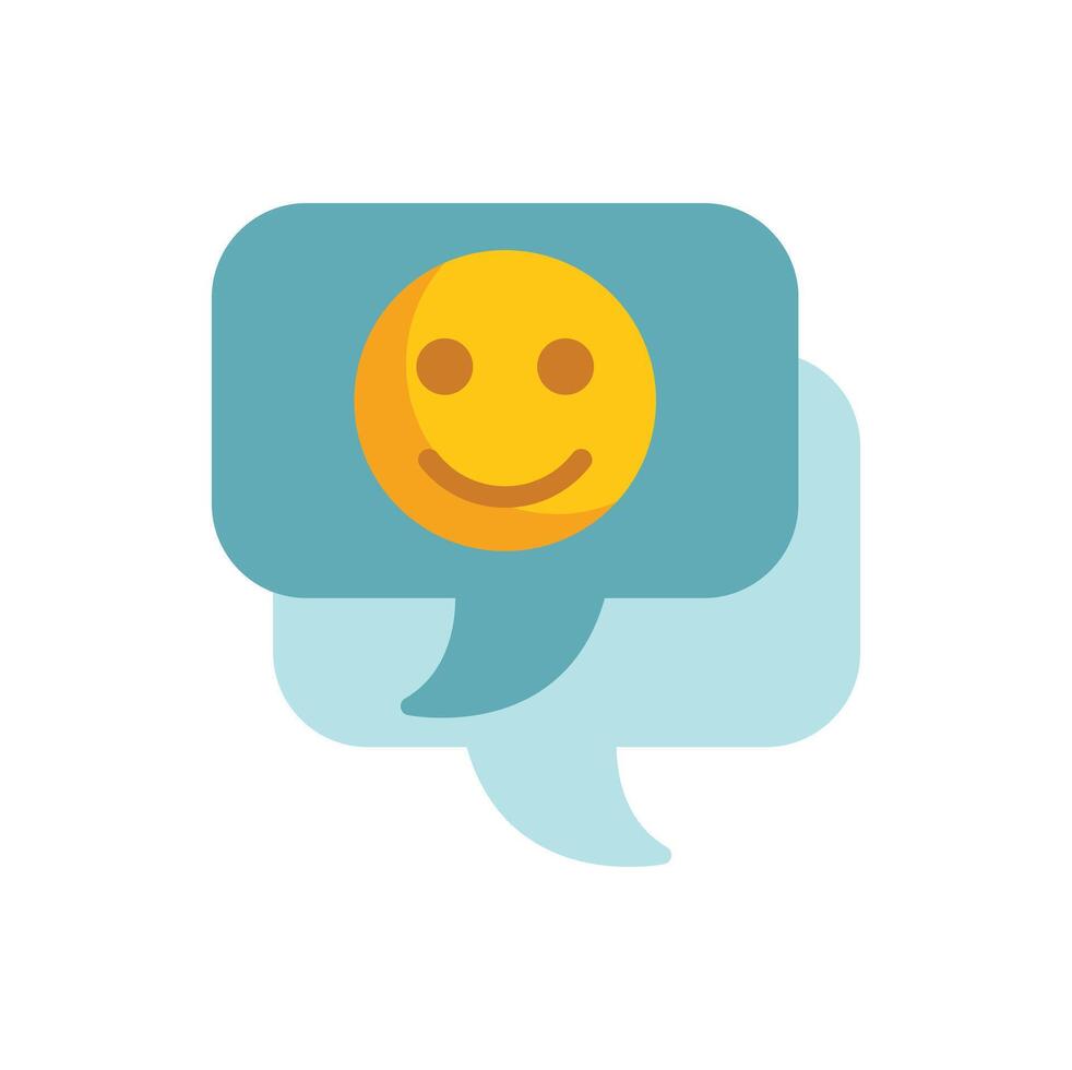 Speech balloon with smile emoji showing positive feedback vector