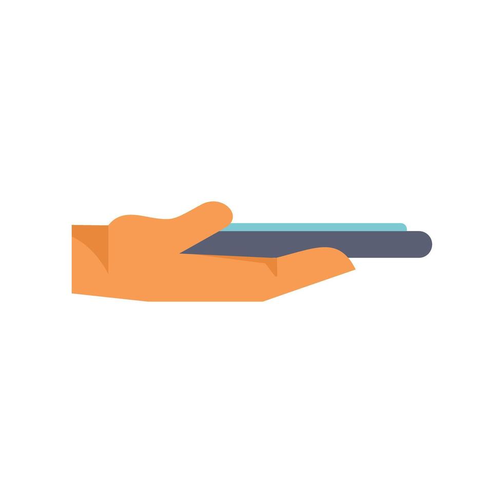 Hand holding smartphone showing blank screen modern device vector