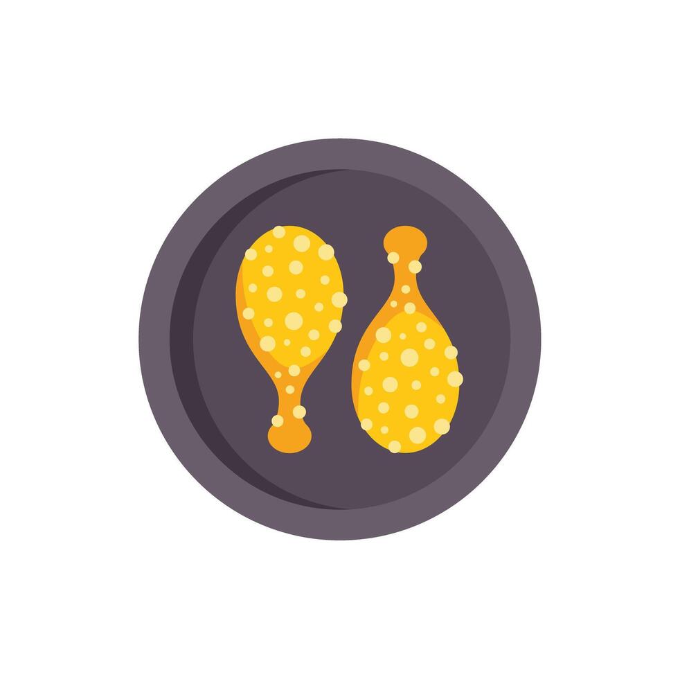 Two fried chicken legs lying on plate above view vector