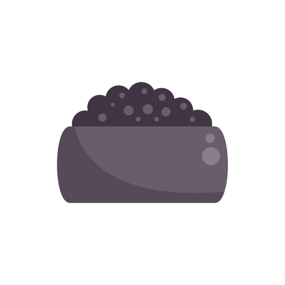 Bowl overflowing with black caviar illustration vector