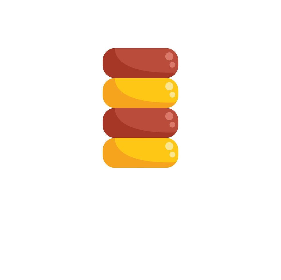 Stack of four colorful macarons forming a tower vector