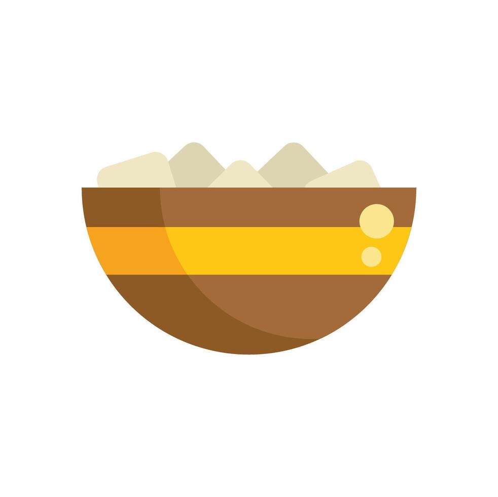 Brown bowl overflowing with cottage cheese illustration vector