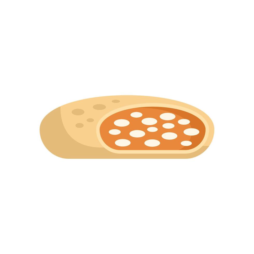 Half moon pie showing filling with cranberries icon flat style vector