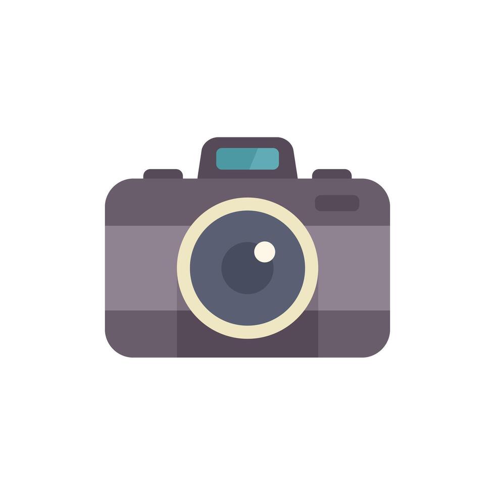 This is a flat design icon of a digital camera vector