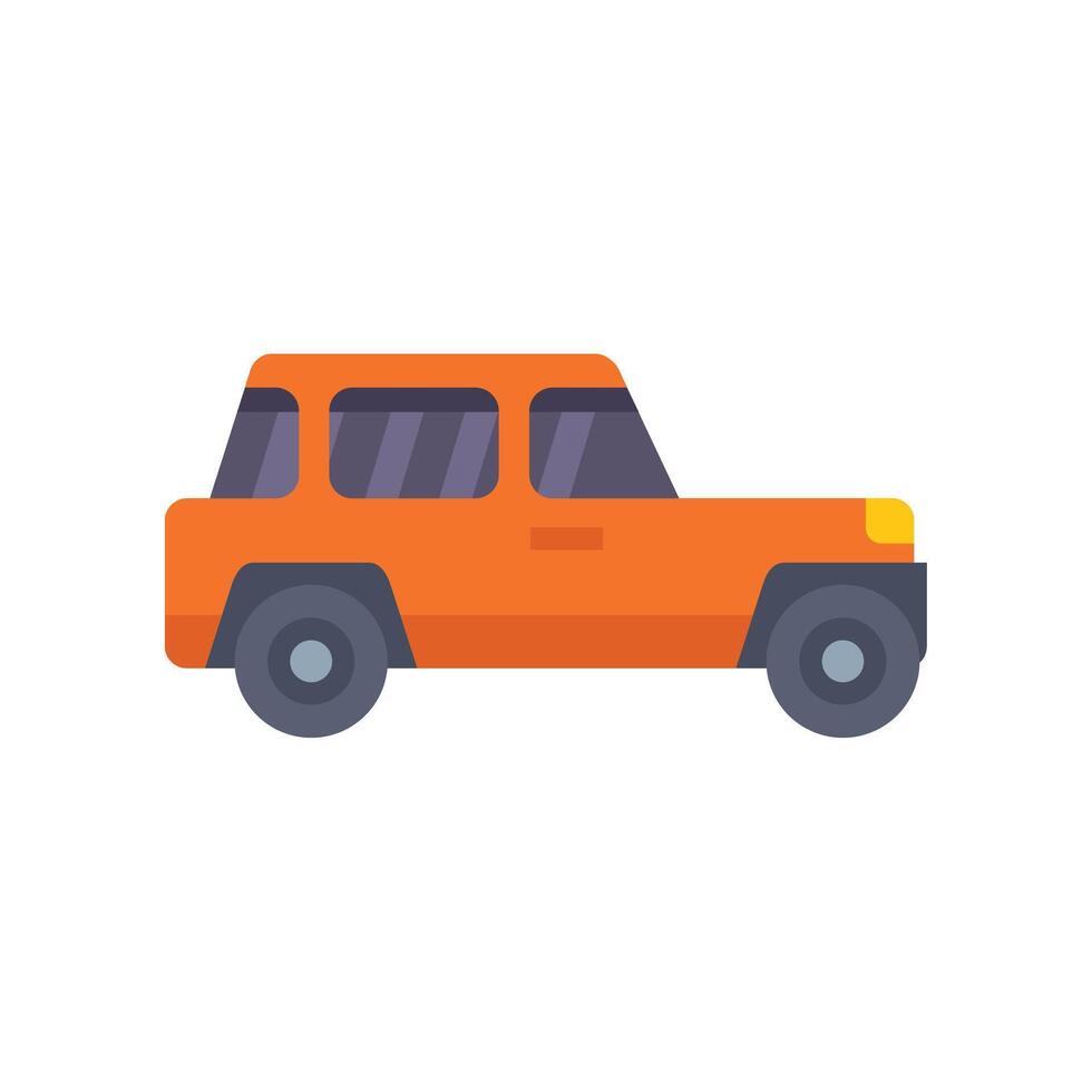 Orange suv car side view flat icon design element vector