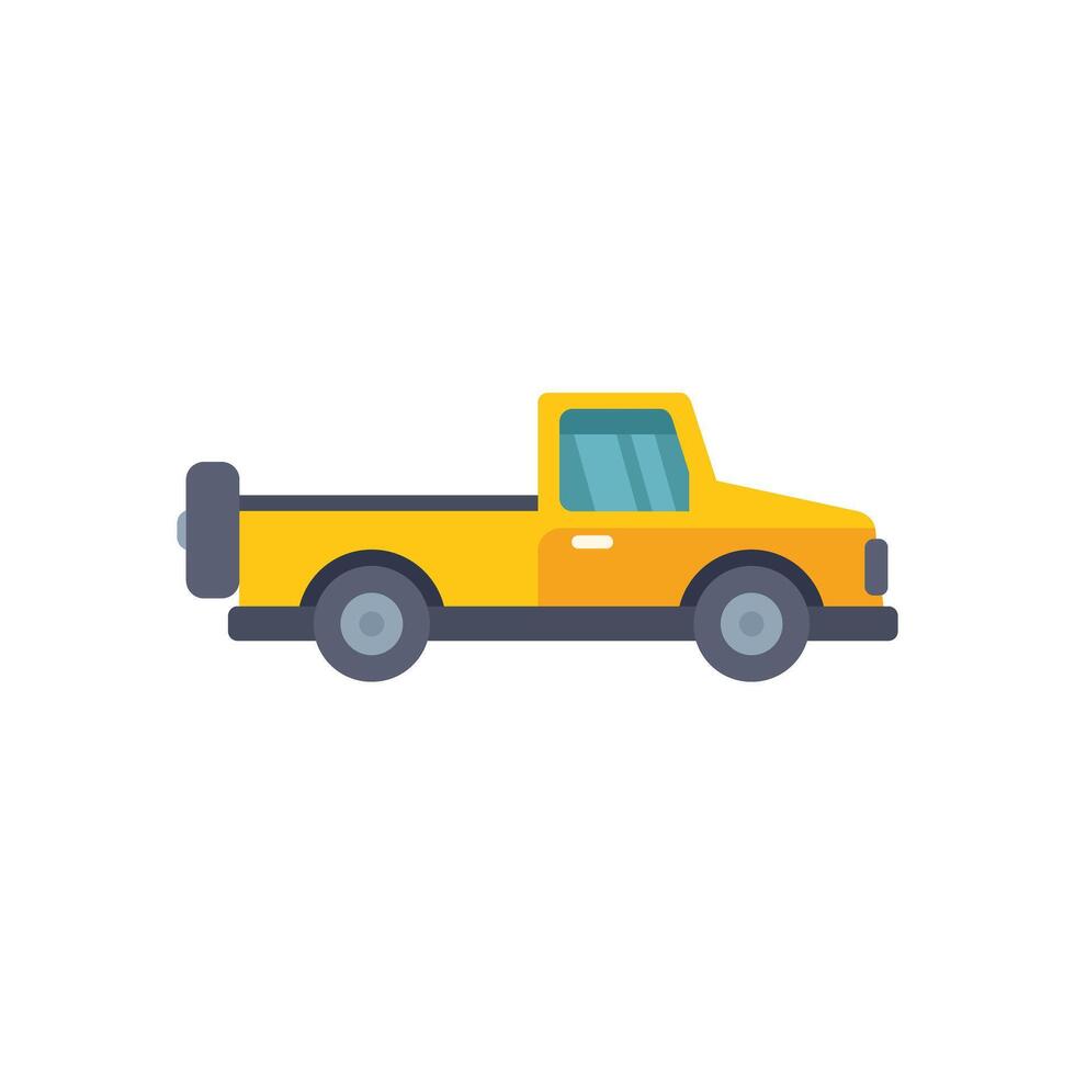 Yellow pickup truck showing side view in flat design style vector