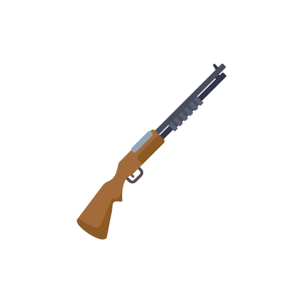 Hunting rifle with wooden stock lying diagonally isolated on white background vector