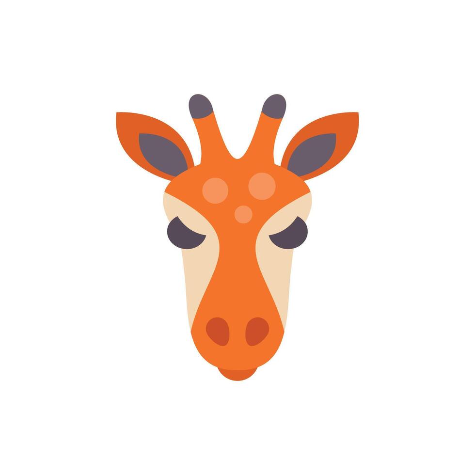 Cute giraffe head looking down illustration vector