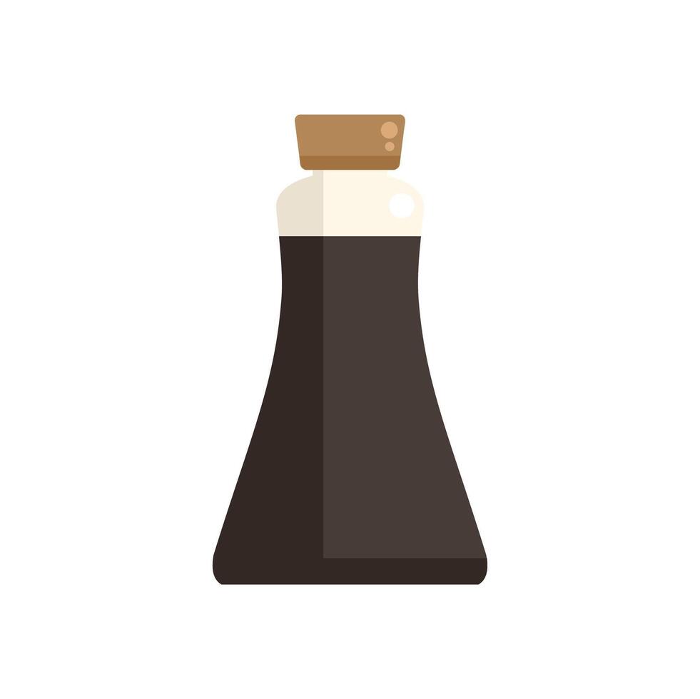 Glass bottle containing dark soy sauce illustration vector