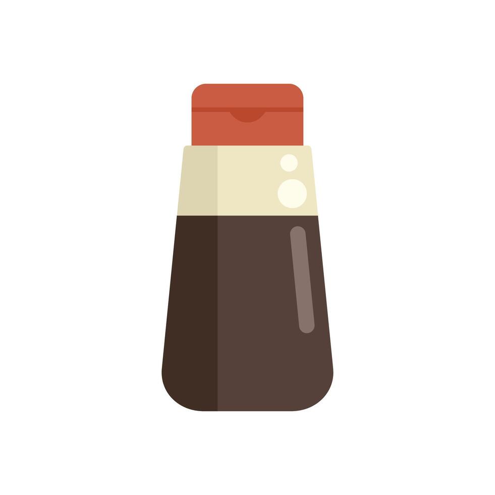 Soy sauce bottle with red cap pouring seasoning vector