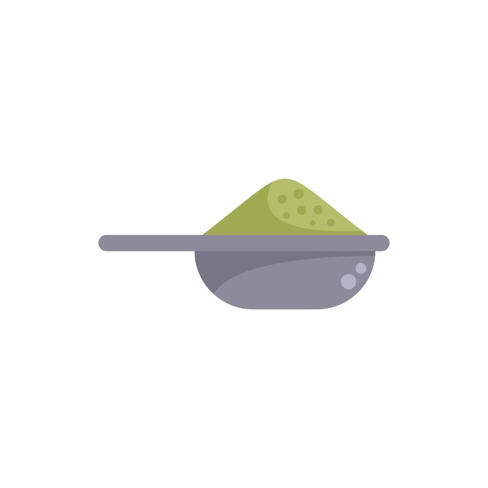 Measuring spoon holding pile of matcha powder vector