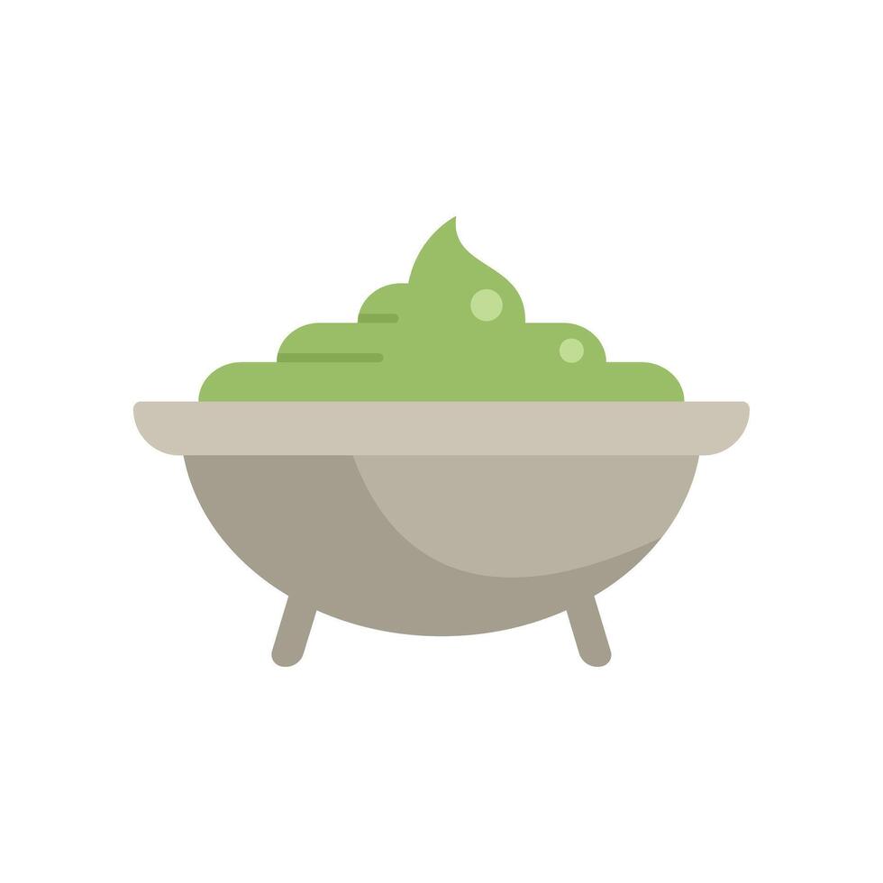 Green wasabi sauce in a grey bowl is waiting to be eaten with sushi or sashimi vector