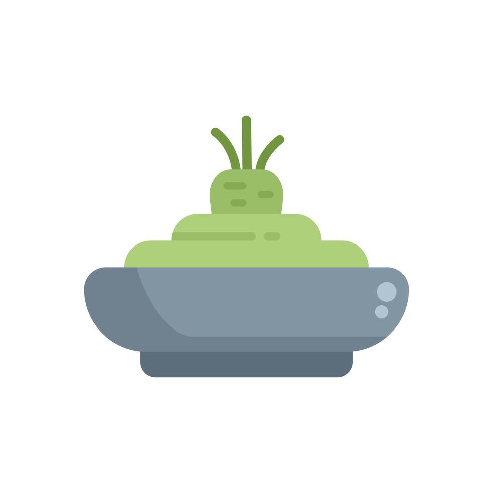 Wasabi paste in a bowl with a sprout on top icon vector illustration