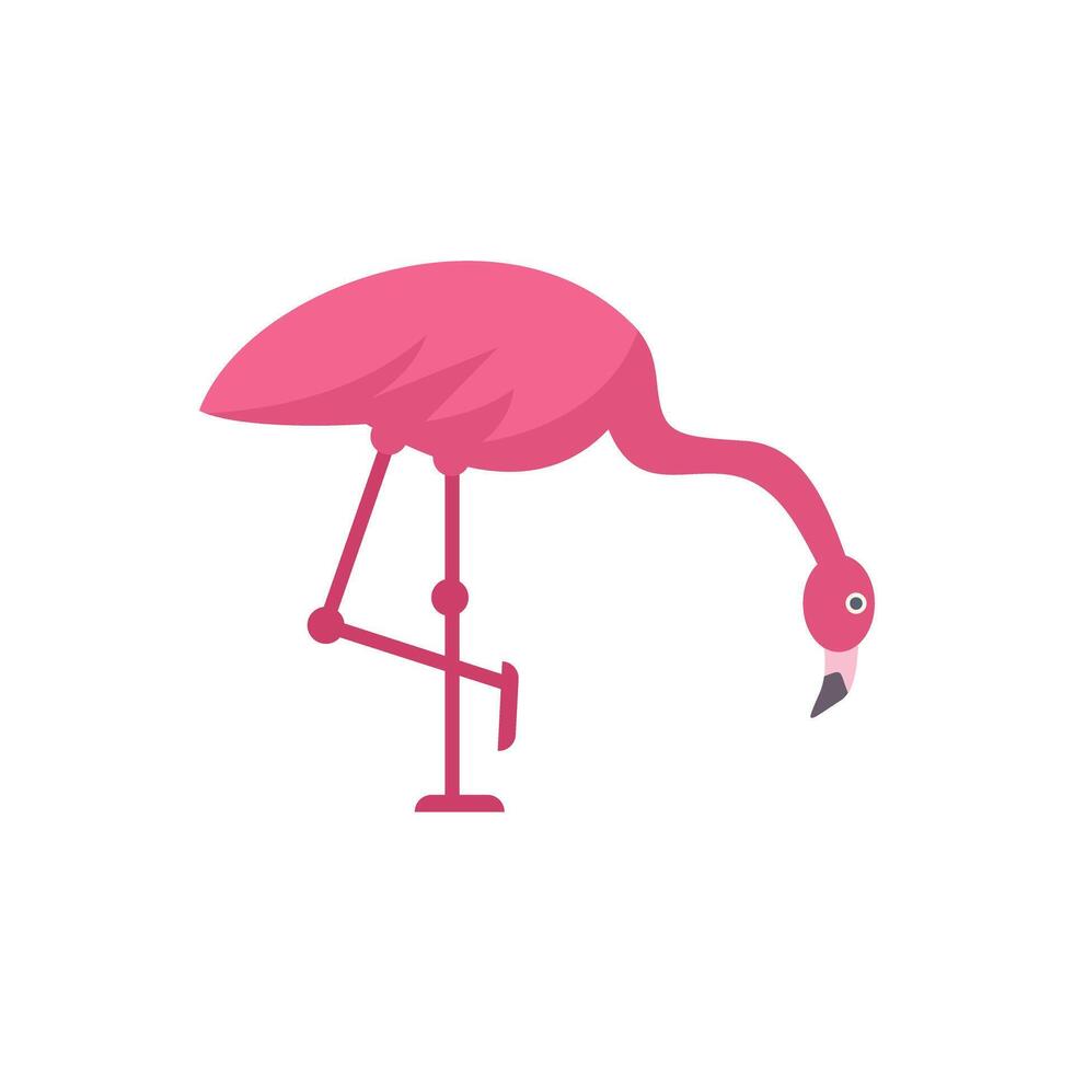 Pink flamingo standing on one leg looking down vector