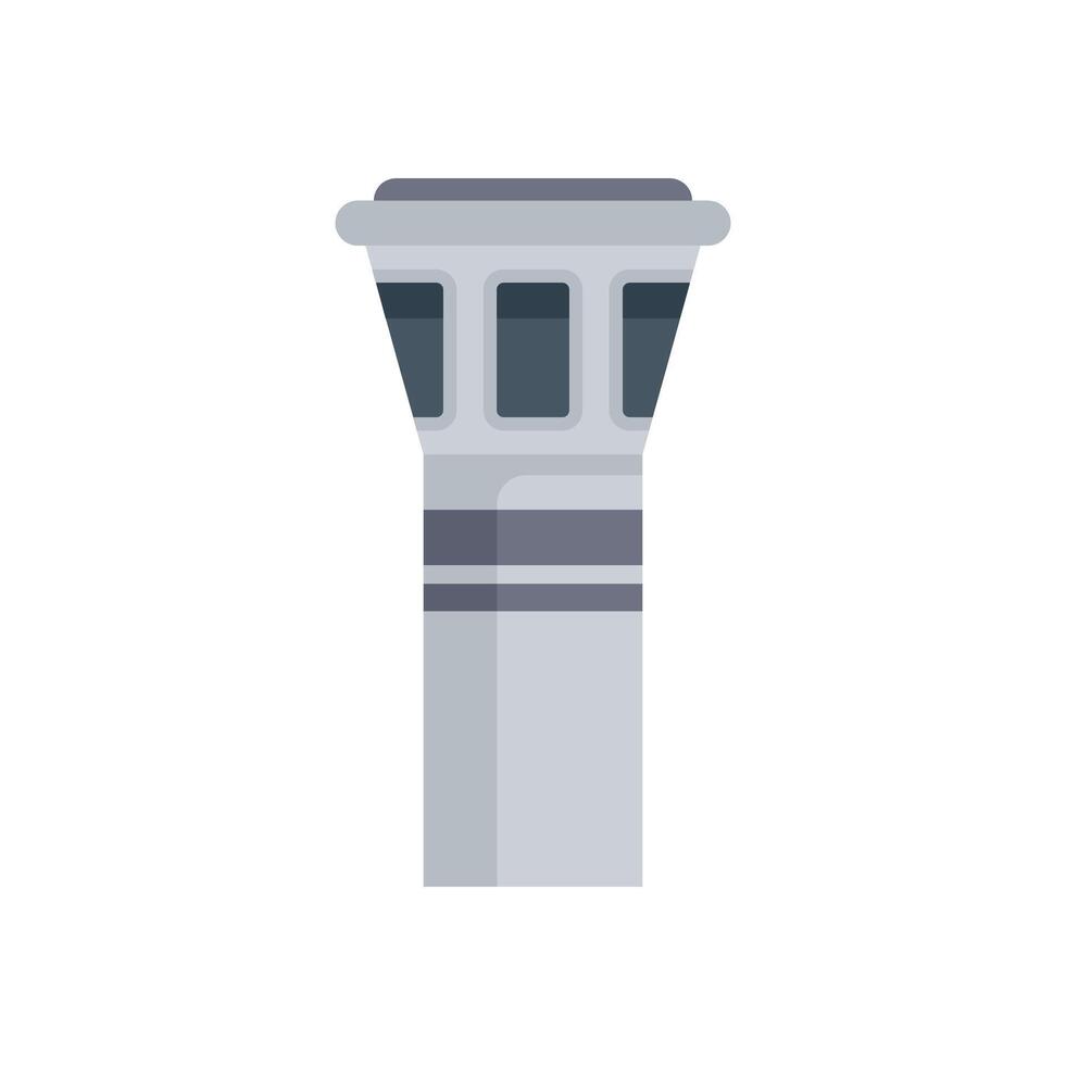 Airport control tower managing air traffic flow vector