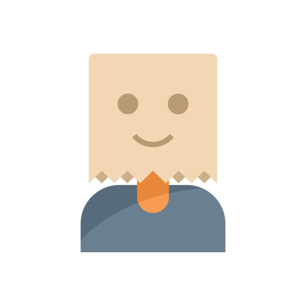 Businessman wearing a happy paper bag over his head vector