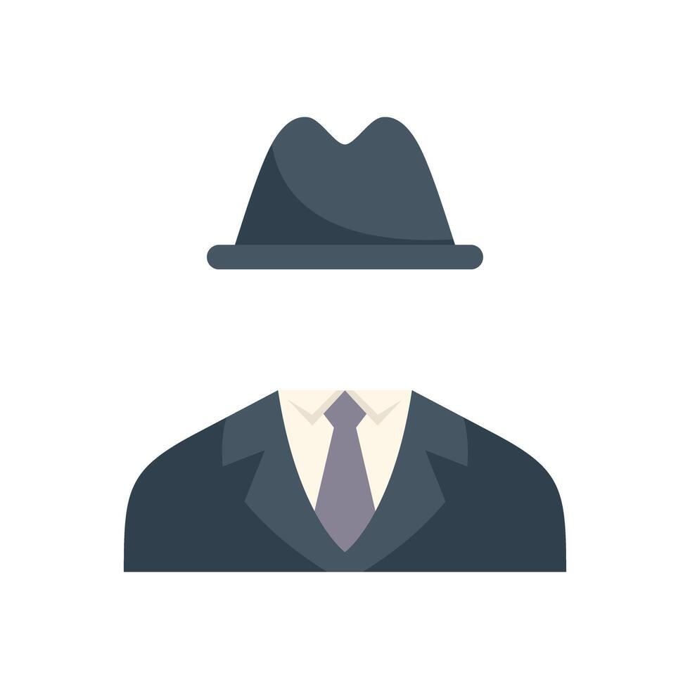 Businessman wearing suit and hat with no face vector