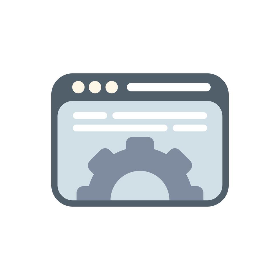 Website under construction with cogwheel representing web development vector