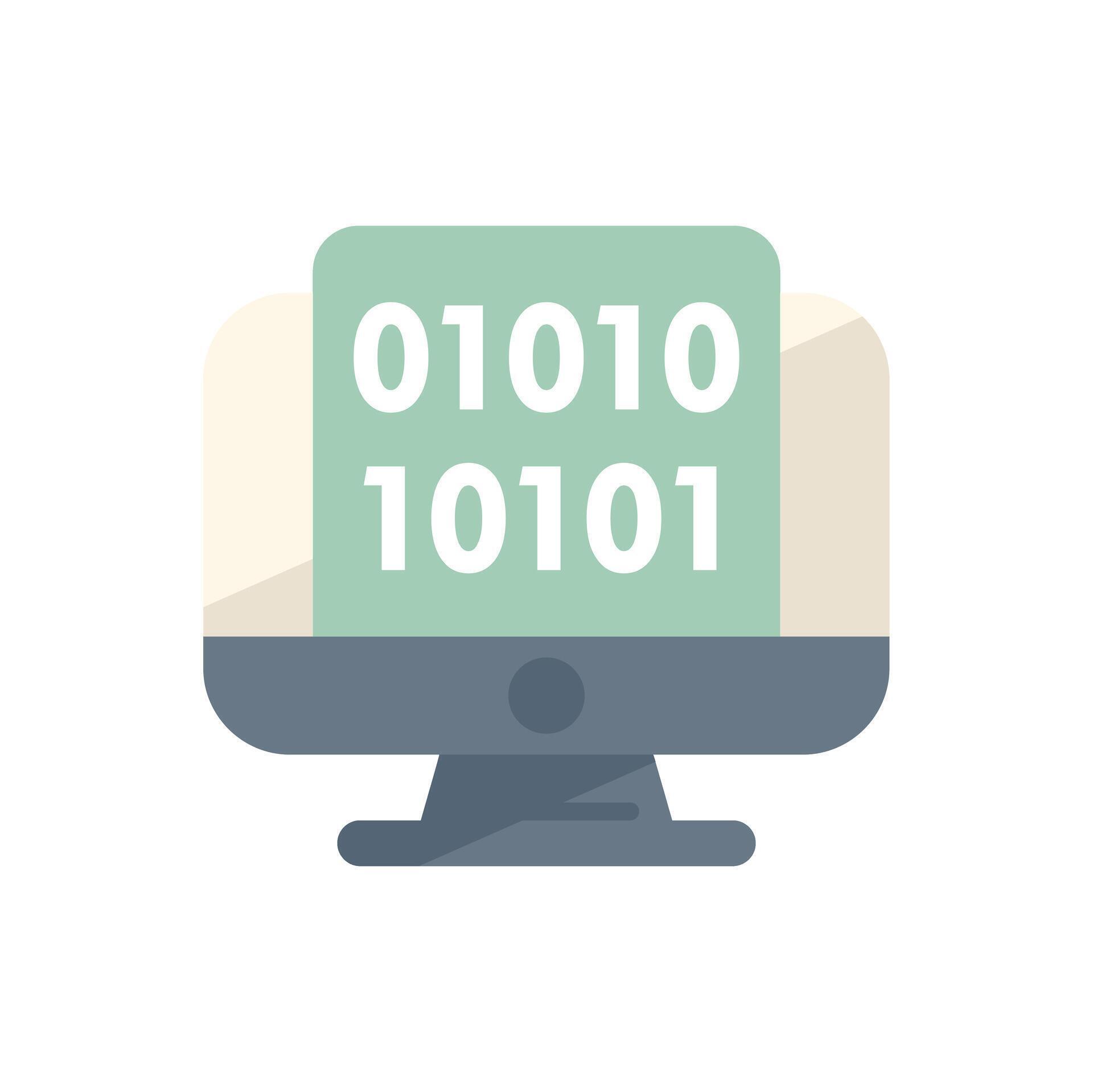 Desktop computer displaying binary code on screen 50716817 Vector Art ...