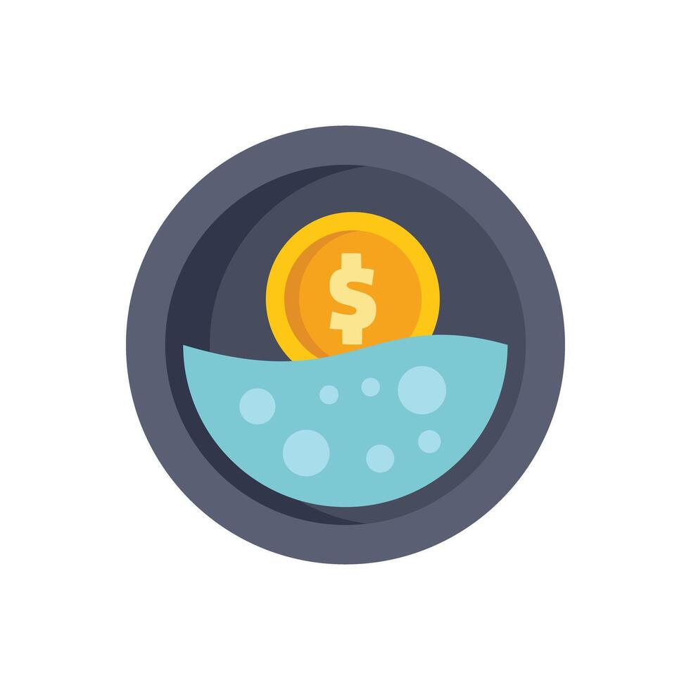 Money laundering concept with gold coin in washing machine vector